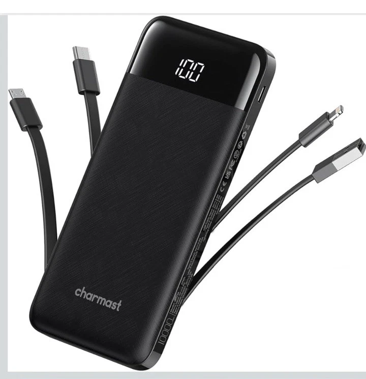 Cargador Portátil con Cables Incorporados, Banco de Alimentación con Paquete 6 Salidas 3 Entradas Foto 1 de 4