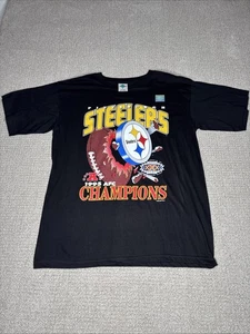 Vintage 1995 Pittsburgh Steelers AFC Champions L Shirt NFL Tour Champ schwarz Tee NEU - Bild 1 von 6
