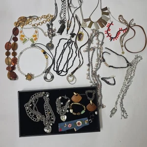  Konvolut einzigartiger Modeschmuck Tribal, klobige tragbare Halsketten Halsband Ohrring - Bild 1 von 8