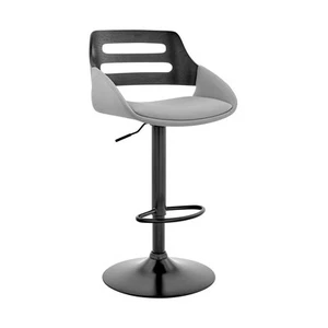 Armen Living Karter Adjustable Faux Leather and Walnut Wood Bar Stool Gray - Picture 1 of 6