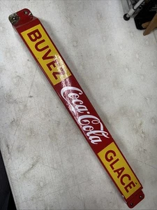 RARO BUVEZ COCA COLA VETRO PARAVENTO PORTA BARRA DI SPINTA FRANCESE CANADESE 30" - Foto 1 di 11