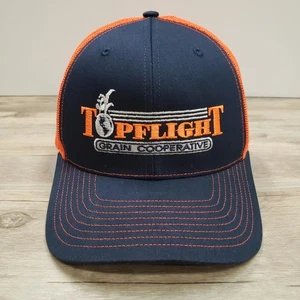 Topflight Grain Cooperative Hat Cap Snap Back Navy Trucker Mens Richardson 112 - Picture 1 of 8
