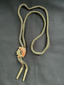 VINTAGE INDIAN CHIEF PROFILE HEAD BOLO TIE - Picture 1 of 3