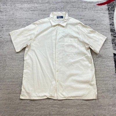 VTG Polo Ralph Lauren Camp Shirt XL Beige Tan Pony Loop Collar Caldwell Mens - Image 1 of 4