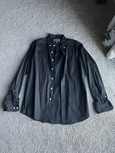Club Room Men’s Button Down Black Polka Dots Medium - Picture 1 of 2