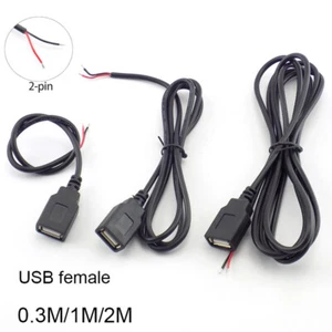 0.3/1/2M USB 2.0 A Female Jack Connector 2 Pin DIY 5V Power Charging Wire Cable - Picture 1 of 11