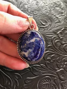 Artisan Southwest Starry Night Lapis Pendant Rope Bezel 1.75" - Picture 1 of 3