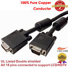 6ft 10ft 15ft 25ft 30ft VGA 15Pin Male To Male Extension Cable For HD PC Lot