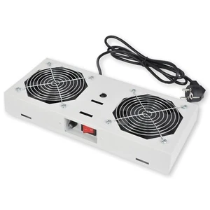 Unité de ventilateur de toit pour armoire réseau - 2x ventilateurs - interrupteur - gris - Photo 1/3