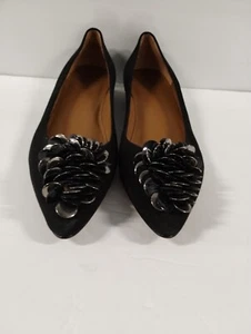 Aquatalia Womens Crystal Embellished Black Flats At Hautelook Size 9 New - Picture 1 of 7