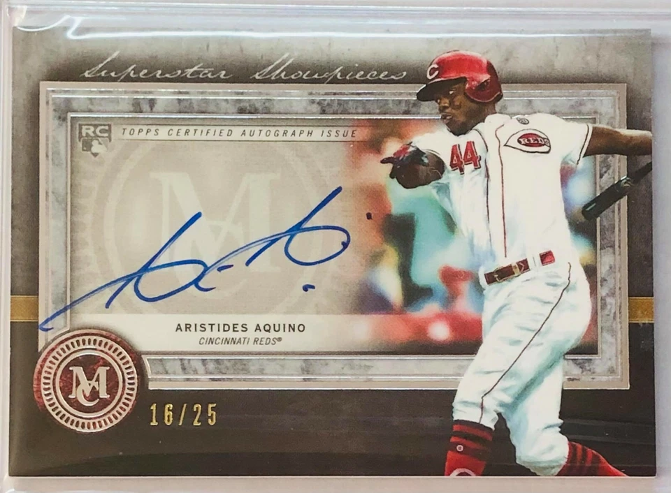 ARISTIDES AQUINO AUTOGRAPH ROOKIE 2020 TOPPS MUSEUM CARD #/d /25 CINCINNATI REDS - Image 1 of 2
