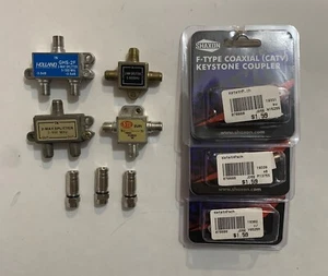 Coaxial - lot of 4 splitters & 6 joiners combiners couplers - F-type keystone - Picture 1 of 2