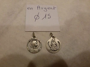lot de 2 ANCIENNE médaille STE VIERGE S COEUR en argent silver medal MAZZONI - Imagen 1 de 2