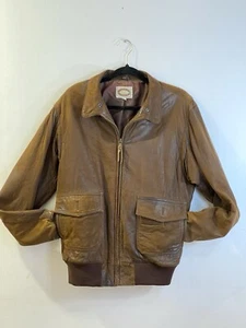 Vintage 1980s Banana Republic Brown Suede Leather Bomber Jacket Size 40 Long - Picture 1 of 11
