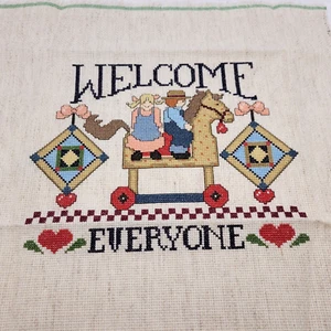 Welcome Everyone Old Fashioned Style Finished Cross Stitch Project Unframed - Picture 1 of 17