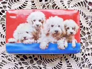 VINTAGE PUDEL WELPE BONBONIERE GEFÜLLT MIT NÄHZUBEHÖR - Bild 1 von 6