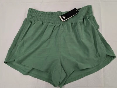 Shorts feminino Adidas tamanho XL Pacer Training 3 listras verde 3 polegadas cintura alta IS2174 - Imagem 1 de 4