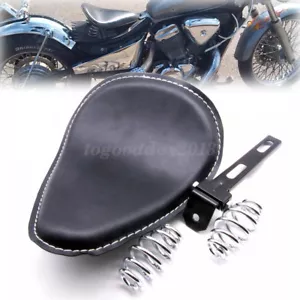 3" Motorcycle Spring Solo Seat+ Swivel Bracket For Harley Chopper Bobber Custom - Picture 1 of 9