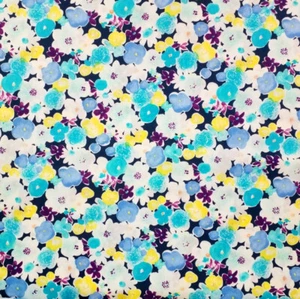 Sevenberry Floral Print Blues Japanese Fabric - Picture 1 of 2