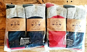 Yacht & Smith Childrens Thermal Socks Size 4-8 Blue Red 12 Pairs Total NEW - Picture 1 of 4
