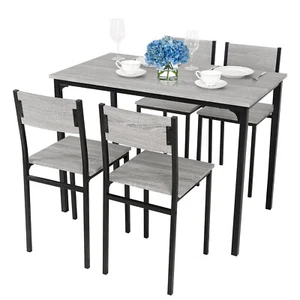5 Piece Dining Table and Chairs Set Wooden Space Saving with Metal Frame Kitchen - Picture 1 of 29