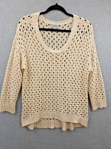 Just Jeans Size XL Old School Round Neck Open Knit Style Oatmeal Colored Jumper - Picture 1 of 9