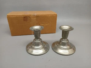 Juego de 2 candelabros de peltre americana vintage - Imagen 1 de 5