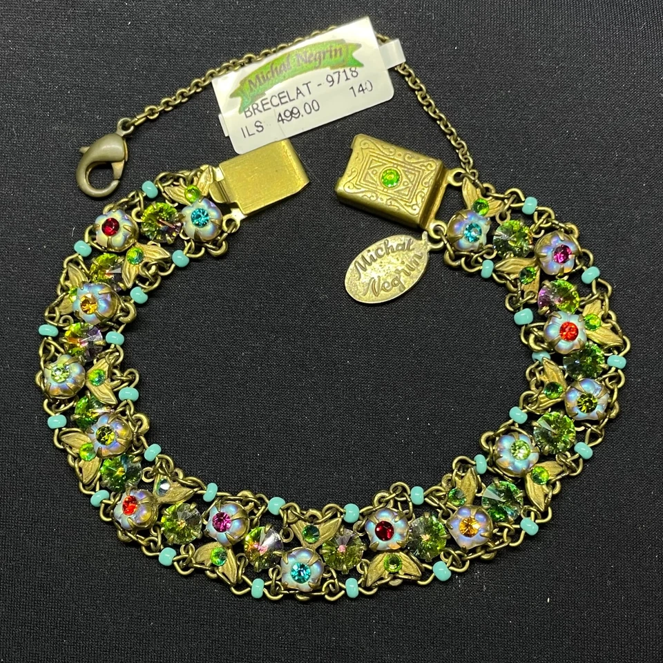 Pulsera Michal Negrin Cristales Flores Hecha en Israel  Foto 1 de 1
