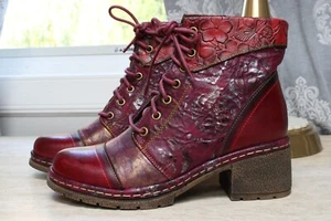 L'Artiste by Spring Step - Leather Lace-Up Boots Fallinluv - Bordeaux - EU 38 - Picture 1 of 8