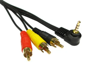 GC1118 1 Metre 3.5mm male right angle to 3 RCA male gold - Picture 1 of 2