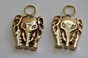 Einhänger für Creolen 585  Gelbgold -  Elefanten (10,4gr.)  mit je 3 Diamanten - Bild 1 von 16