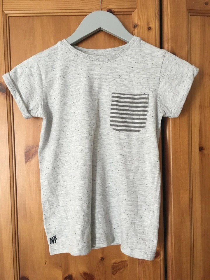 Boys NEXT grey cotton blend crew neck short sleeve T-shirt aged 7 years - Image 1 of 3