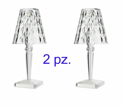 LAMPADA DA TAVOLO LED RICARICABILE PER BAR RISTORANTI HOTEL PUB TRASPARENTE 2pz - Immagine 1 di 4
