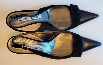 TACONES CHRISTIAN LACROIX CUERO NEGRO/GAMUZA, HECHOS EN ITALIA-TALLA 37 USADOS EN EXCELENTE ESTADO  Foto 1 de 4