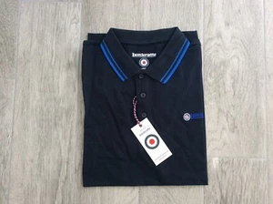 MENS LAMBRETTA TARGET LOGO COTTON POLO SHIRT NAVY BLUE IN SOFT COTTON SIZE M - Picture 1 of 1