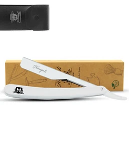 Cut Throat Razor for Men, Shavette, Plastic Handle, Barber Straight Razor, White - Picture 1 of 7