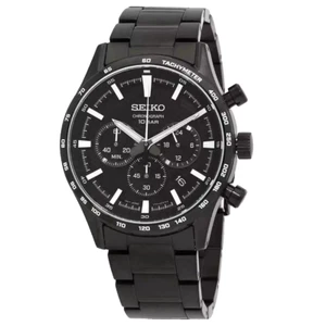 SEIKO Essentials Collection Chronograph Men watch stainless Steel black SSB415 - Picture 1 of 8