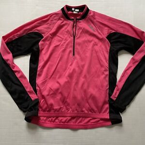 Canari Women’s XL Pink Black Long Sleeve 1/4 Zip Cycling Jersey Lightweight