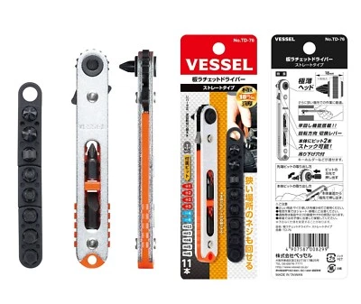 VESSEL TD-76 Ultra-Thin Flat Ratchet Driver Straight Type from Japan - Image 1 of 4