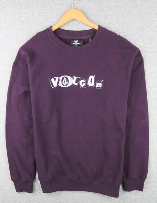 Volcom Crew Neck Sweatshirt Purple Graphic Fleece Volcom Stone Sz M Loose Fit - Image 1 of 4