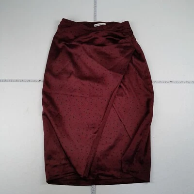 ABERCROMBIE & FITCH Skirt Small Red Satin Midi Womens Wrap Spotted - Image 1 of 4