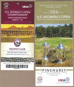 2014 US Women's Open Ticket Pairings Pinehurst No. 2 Michelle Wie Trophy Club - Picture 1 of 4