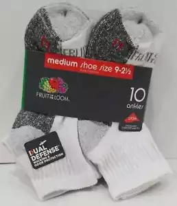 Fruit of the Loom Boys Durable Ankle Socks, 10 Pack, White Size 9-2.5 - Picture 1 of 5