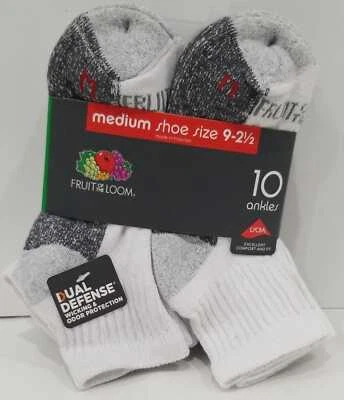 Fruit of the Loom Boys Durable Ankle Socks, 10 Pack, White Size 9-2.5 - Image 1 of 4