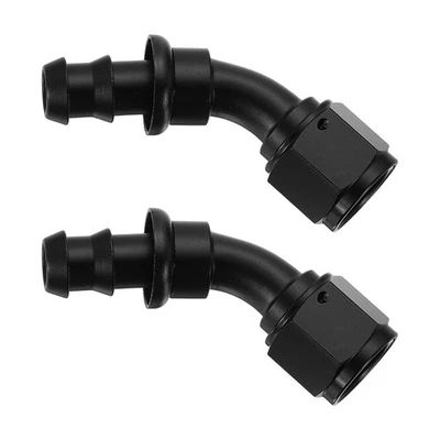 Ajuste de extremo de manguera de bloqueo de empuje recto de aluminio 8AN 45 grados 2 piezas para línea de combustible Foto 1 de 4