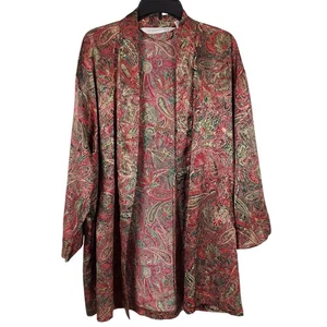 Victoria’s Secret Vintage 90s Red Gold Paisley Satin Robe Sz S Y2K Lounge Glam - Picture 1 of 9