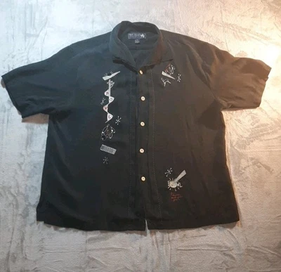 Nat Nast Limited Edition Embroidered "Bowl for Health and Fun" Silk Shirt XL - Image 1 of 4