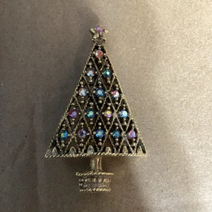 Broche de árbol de Navidad vintage de diamantes de imitación Mcm venta inmobiliaria - Imagen 1 de 3