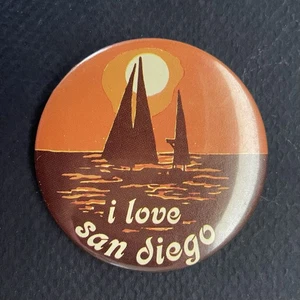 Vintage I Love San Diego Pinback Button 70s 80s California Souvenir - Picture 1 of 2