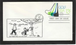 GOLF FDC 1977 AUGUSTA, GEROGIA CARTOON CACHET - Picture 1 of 1
